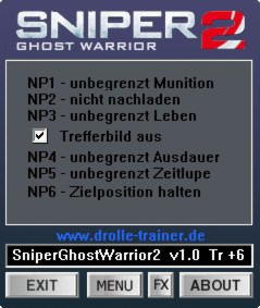 sniper ghost warrior 2 trainer 1.09