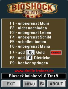 BioShock Infinite Trainer +9 v1.0 {dR.oLLe}