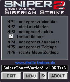 Sniper: Ghost Warrior 2 Trainer +6 v1.06 {dR.oLLe}