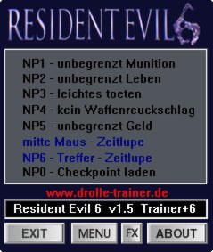 Resident Evil 6 Trainer +6 v1.5 {dR.oLLe}