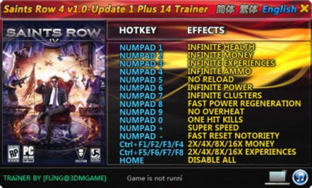 Saints Row: Gat out of Hell Cheats & Trainers for PC