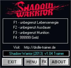 Shadow Warrior Trainer +4 v1.4 {dR.oLLe}