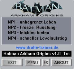 Batman: Arkham Origins Trainer +4 v1.0 {dR.oLLe}