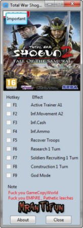 Total War: Shogun 2 Trainer +8 v1.1.0.0 {MrAntiFun}