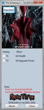 The Amazing Spider-Man 2 Trainer +2 v1.0.0.1 {MrAntiFun}
