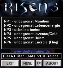 Risen 3: Titan Lords Trainer +6 v1.0 {dR.oLLe}