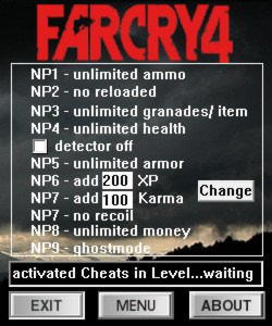 are there codes for far cry 4 pc trainer