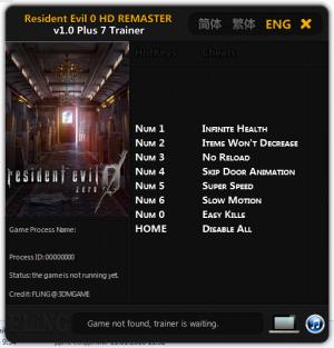 Resident Evil 0 HD Remaster Trainer +7 v1.0 {FLiNG}