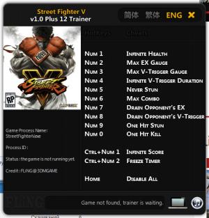 Street Fighter 5 Trainer +12 v1.0 {FLiNG}