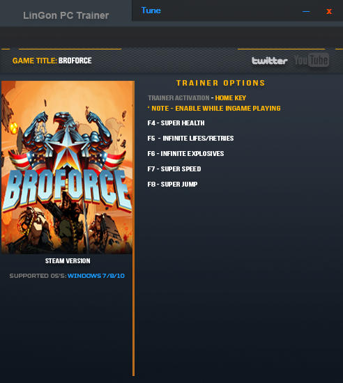 Broforce Trainer +5 Update 2016 LinGon - download cheats, codes, trainers