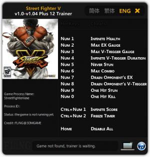 Street Fighter 5 Trainer +12 v1.0 - 1.04 {FLiNG}