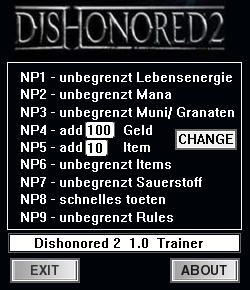 Dishonored 2 Trainer +9 v1.0 {dR.oLLe}
