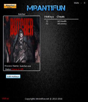 Butcher Trainer for PC game version 1.0
