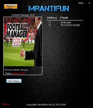 Football Manager 2017 Trainer for PC game version 7.2