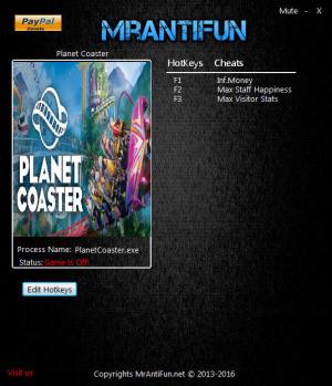 Planet Coaster Trainer for PC game version 1.1.1.37699