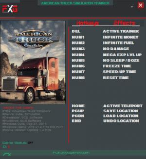 American Truck Simulator Trainer for PC game version 1.4.2.2s