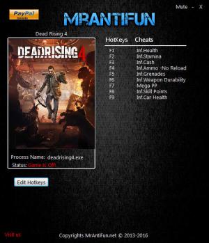 Dead Rising 4 Trainer for PC game version 3.0.1.2