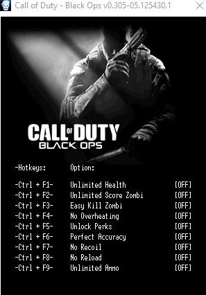 Call of Duty: Black Ops Trainer for PC game version 0.305 - 05.125430.1