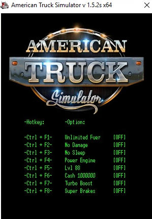American Truck Simulator Trainer for PC game version 1.5.2s 64bit