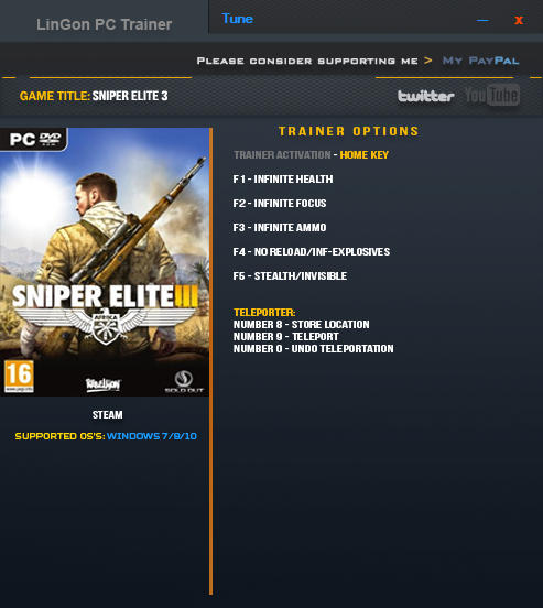 sniper elite 3 invincibility sniper elite 3 trainer