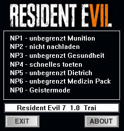 Resident Evil 7: Biohazard Trainer for PC game version 1.0