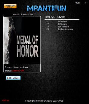 Medal of Honor 2010 Trainer for PC game version 01.04.2017