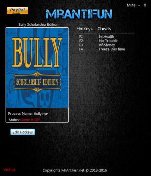 Bully: Scholarship Edition Trainer for PC game version 12.28.2016