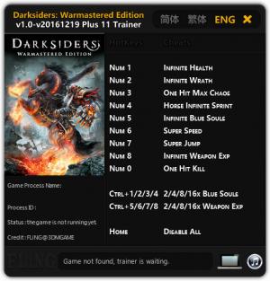 Darksiders Warmastered Edition Trainer for PC game version 1.0  Update 2016.12.19