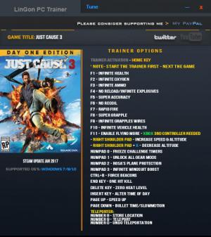 Just Cause 3 Trainer for PC game version Update Jan 2017