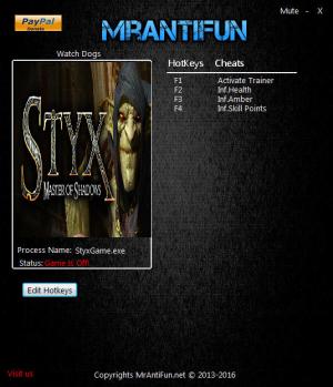 Styx: Master of Shadows Trainer for PC game version 1.02 64bit