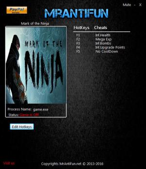 Mark of the Ninja Trainer for PC game version 01.10.2017