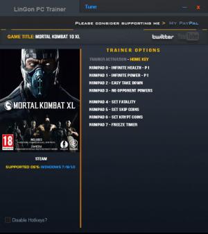 Mortal Kombat XL Trainer for PC game version Updated 12 Jan 2017