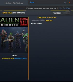 Alien Shooter TD Trainer for PC game version 16.01.2017