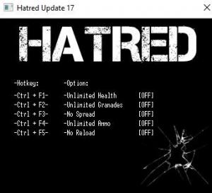 Hatred Trainer for PC game version Update 17