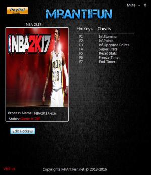 NBA 2K17 Trainer for PC game version 1.06