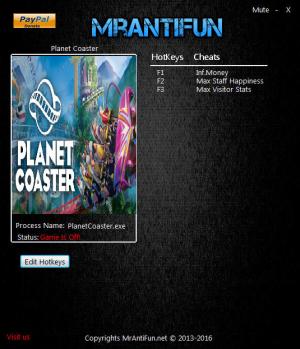 Planet Coaster Trainer for PC game version 1.1.3.38610