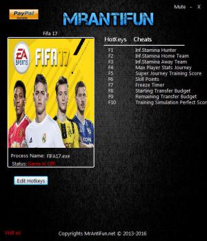 FIFA 17 Trainer for PC game version 01.26.2017