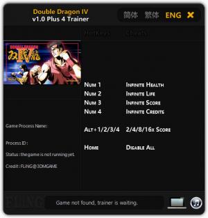 Double Dragon IV Trainer for PC game version 1.0