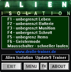Alien: Isolation Trainer for PC game version 1.9