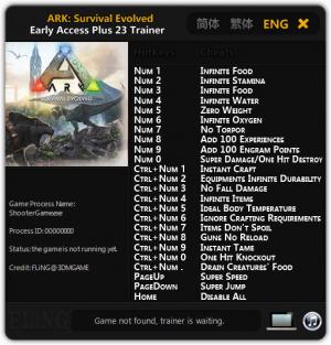 ARK: Survival Evolved Trainer for PC game version Early Access: 02.02.2017