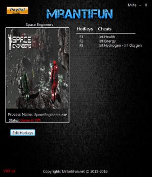Space Engineers Trainer for PC game version 1.172 64bit
