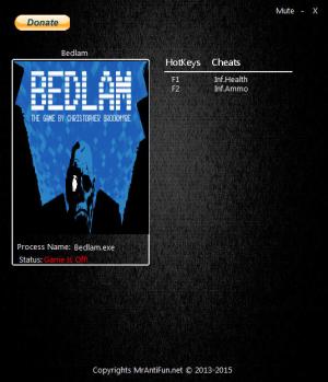 Bedlam Trainer for PC game version 1.00