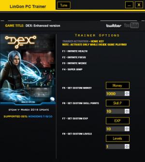Dex: Enhanced Edition Trainer for PC game version Update March 2016