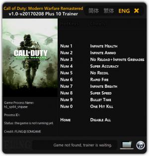 Call of Duty 4: Modern Warfare Remastered Trainer for PC game version 1.0 Update 08.02.2017