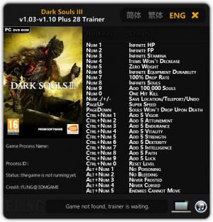 Dark Souls 3 Trainer for PC game version 1.03 - 1.10