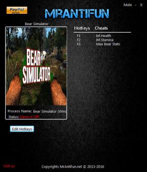 Bear Simulator Trainer for PC game version 1.00 64bit