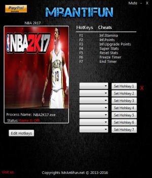 NBA 2K17 Trainer for PC game version 1.08