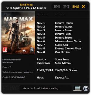 Mad Max Trainer for PC game version 1.0 Update 4