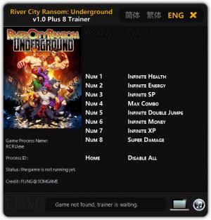 River City Ransom: Underground Trainer for PC game version 1.0
