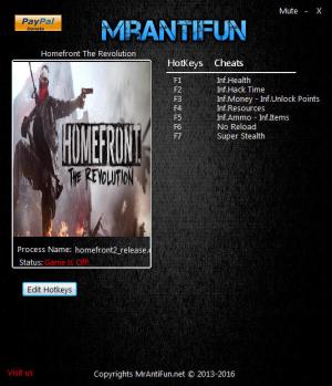 Homefront: The Revolution Trainer for PC game version 781464